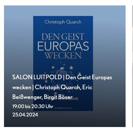 »Den Geist Europas wecken« SALON LUITPOLD mit Christoph Quarch, Eric Beißwenger, Birgit Böser